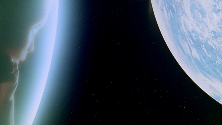 The Star Child facing Earth in 2001: A Space Odyssey.